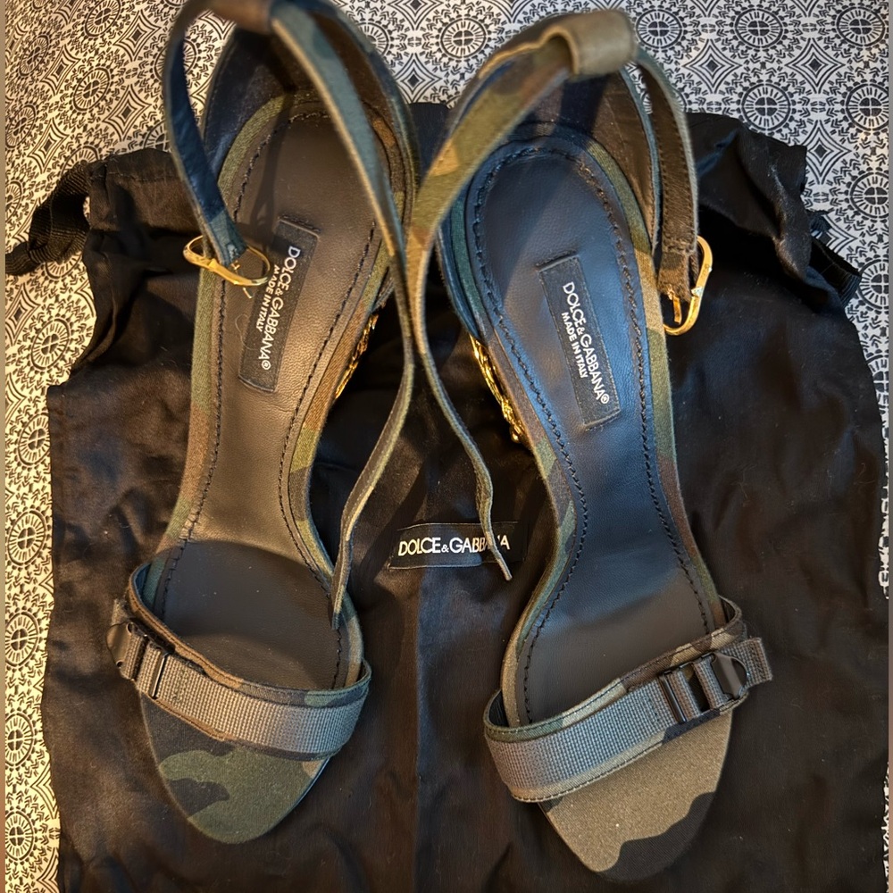 Dolce & Gabbana Green Camouflage Sandals